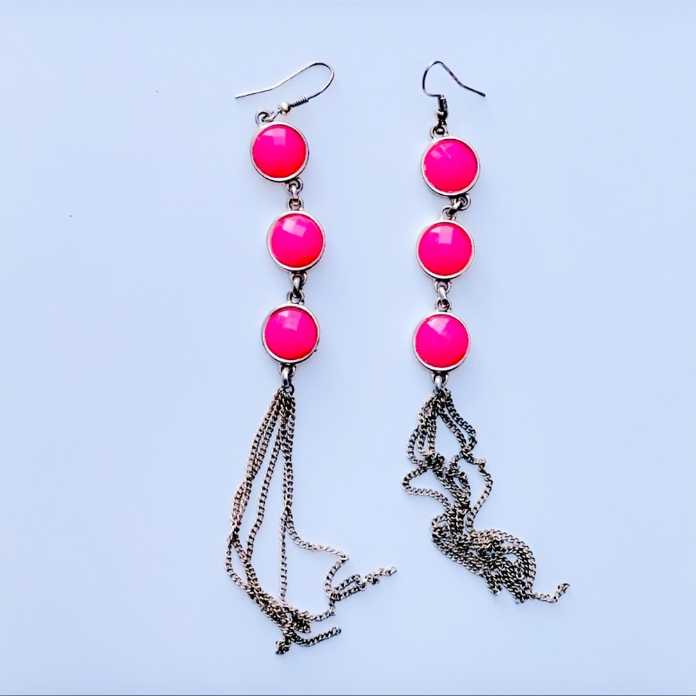 pink dangle earrings